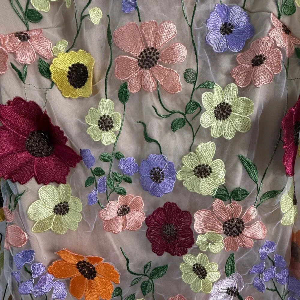 Inspired by Taylor Swift's Floral Appliqué Grammy Dress! Boho Mini Fairycore SM - Picture 8 of 16